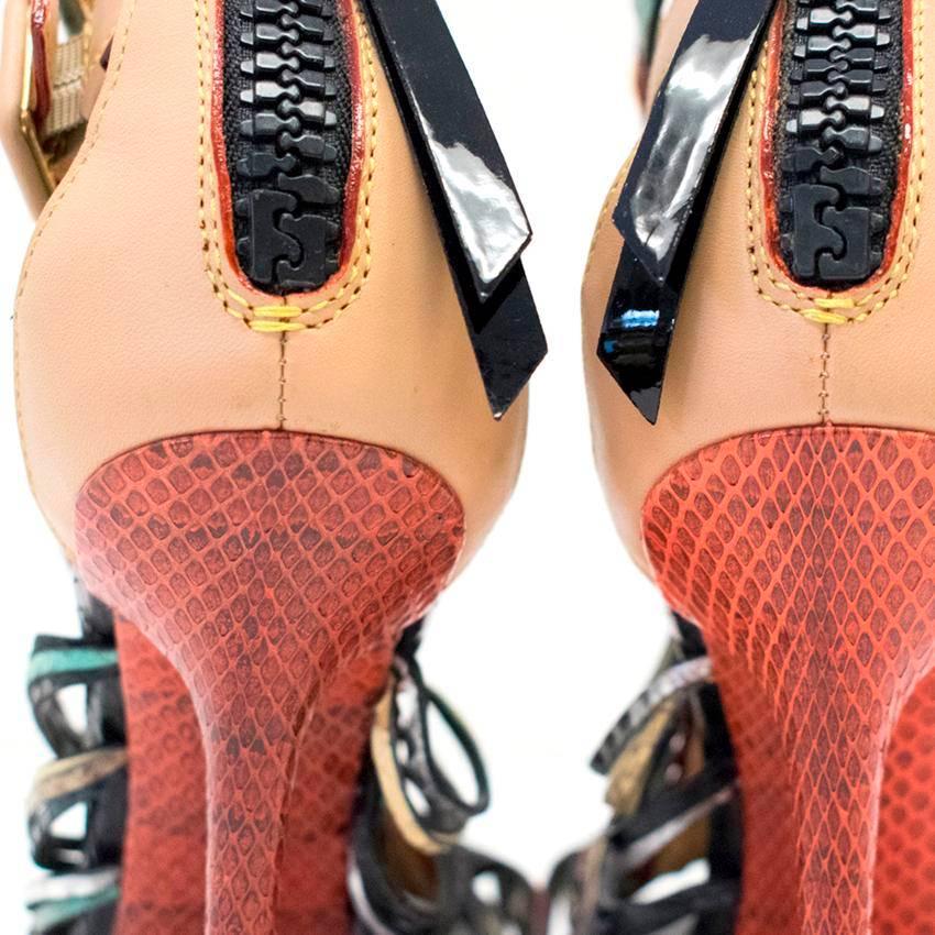 Beige Louis Vuitton Snakeskin Multicoloured Strappy Sandals  For Sale