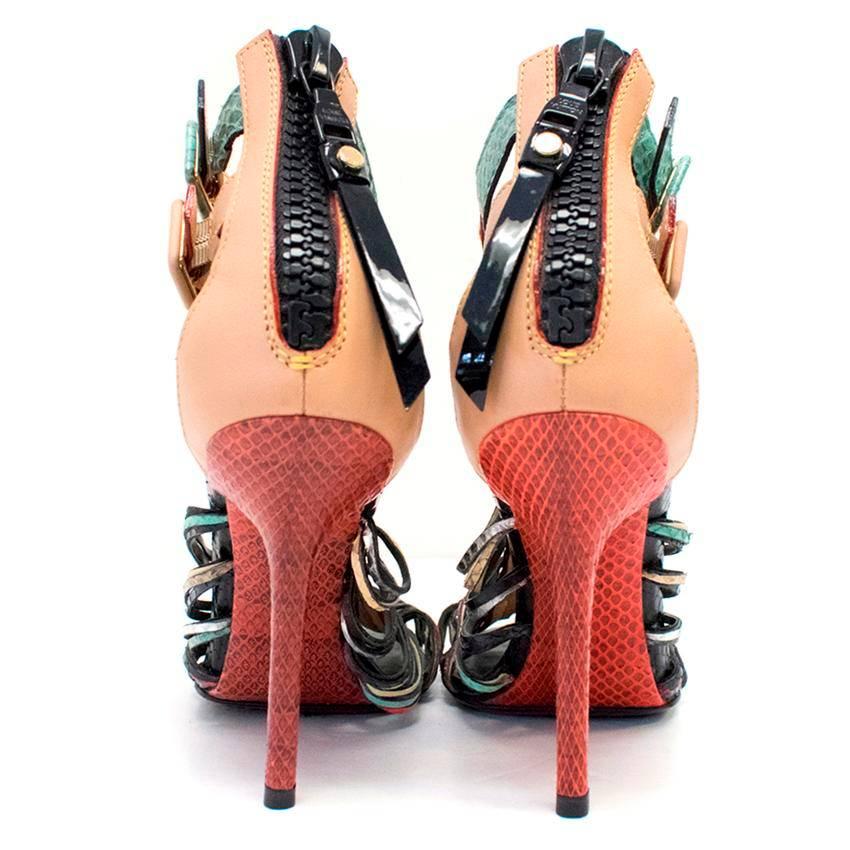 Louis Vuitton Snakeskin Multicoloured Strappy Sandals  In Good Condition For Sale In London, GB