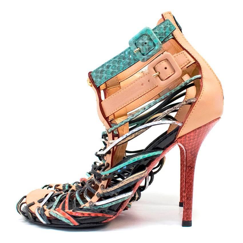 Women's Louis Vuitton Snakeskin Multicoloured Strappy Sandals  For Sale