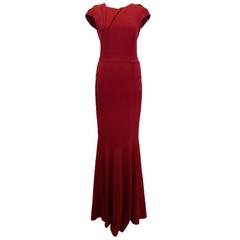 Roland Mouret Burgandy Crepe Evening Gown