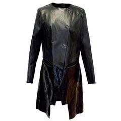 Fendi Black Leather Two Toned Coat US 6