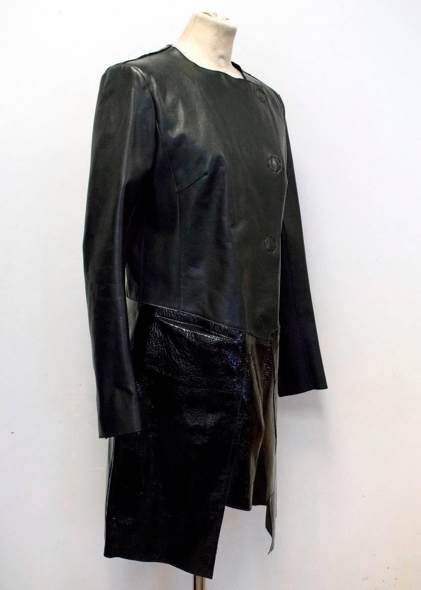 Fendi Black Leather Two Toned Coat US 6 For Sale 1