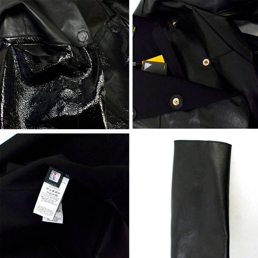 Women's Fendi Black Leather Two Toned Coat US 6 For Sale