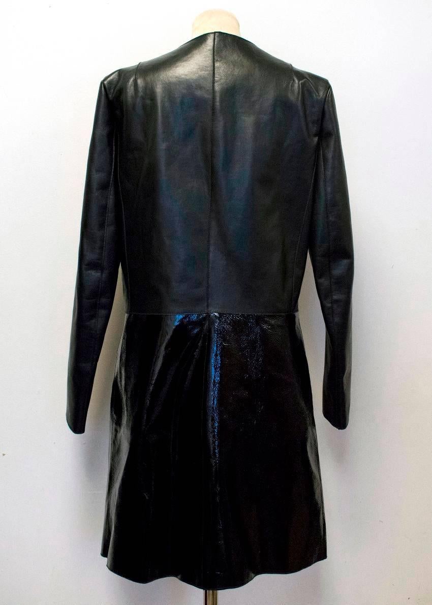 Fendi Black Leather Two Toned Coat US 6 For Sale 2