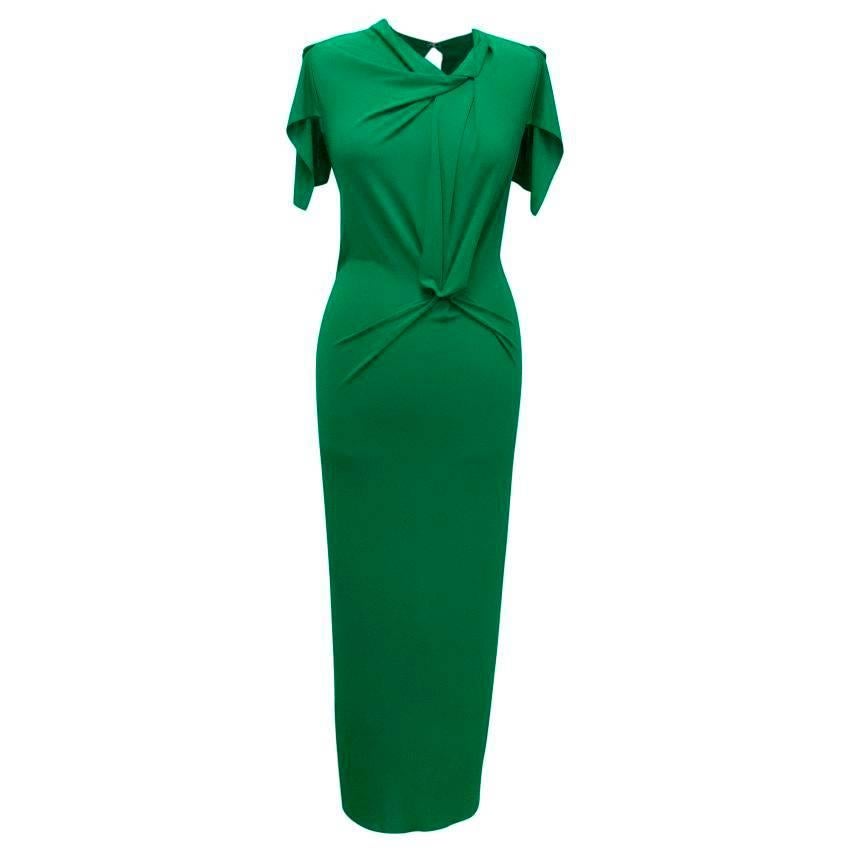 Roland Mouret Green Ruched Midi Dress For Sale