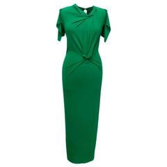 Roland Mouret Green Ruched Midi Dress