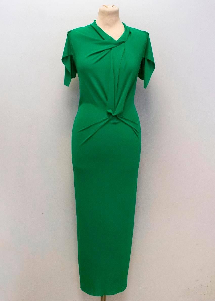 Roland Mouret Green Ruched Midi Dress In Good Condition For Sale In London, GB