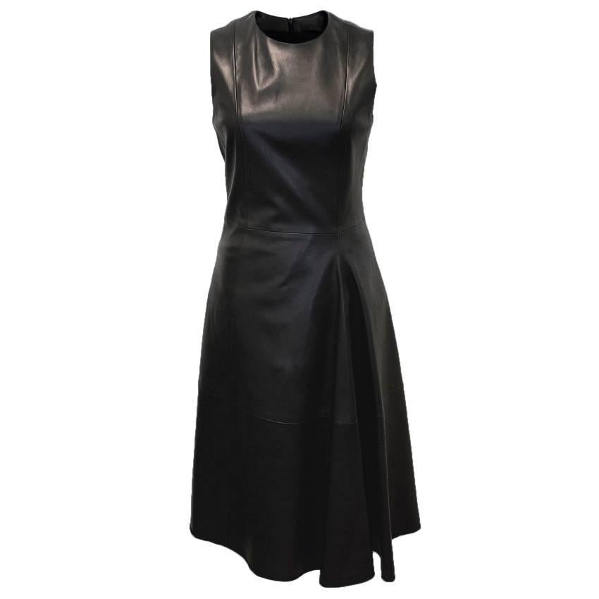 The Row Black Lambskin Dress For Sale