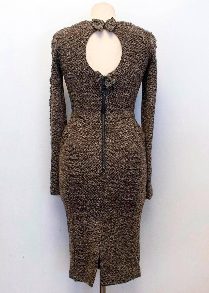 Burberry Prorsum Brown Tweed Bowback Dress For Sale 1