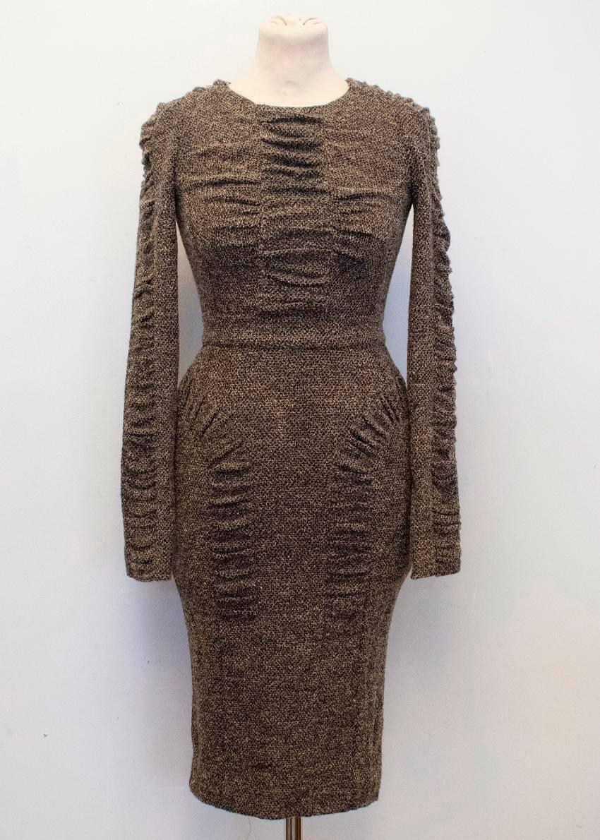 Burberry Prorsum Brown Tweed Bowback Dress For Sale 2