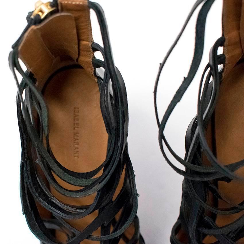 Isabel Marant Paw Black Leather Heeled Sandals For Sale 3