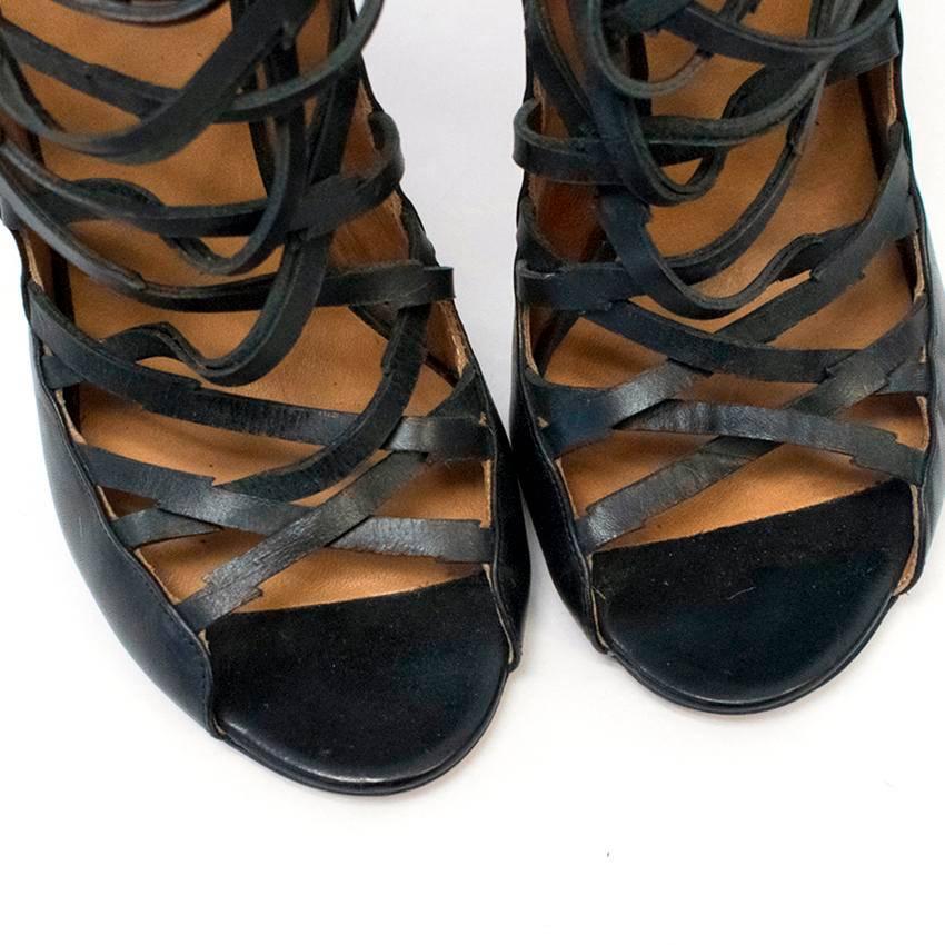 Isabel Marant Paw Black Leather Heeled Sandals For Sale 2