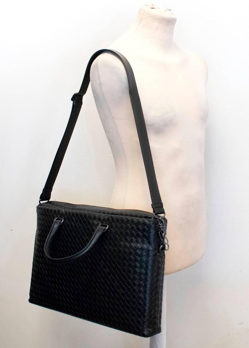 Bottega Veneta Black Briefcase in Prusse Intrecciato Calf For Sale 5