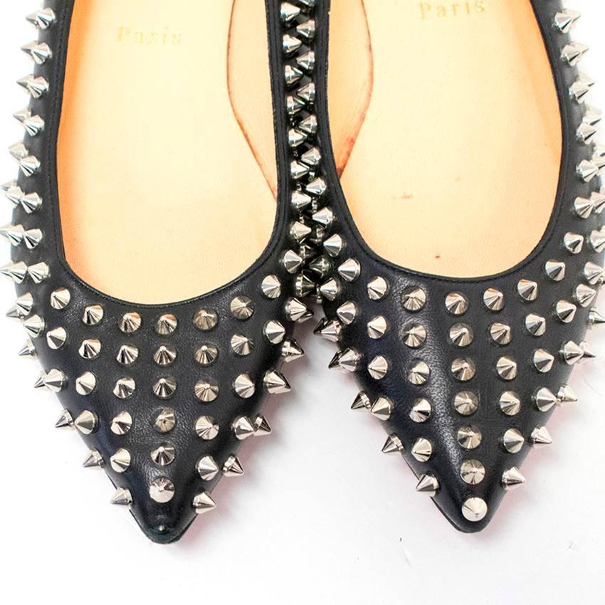 Christian Louboutin Pigalle Spiked Black Ballerina Flats For Sale 1