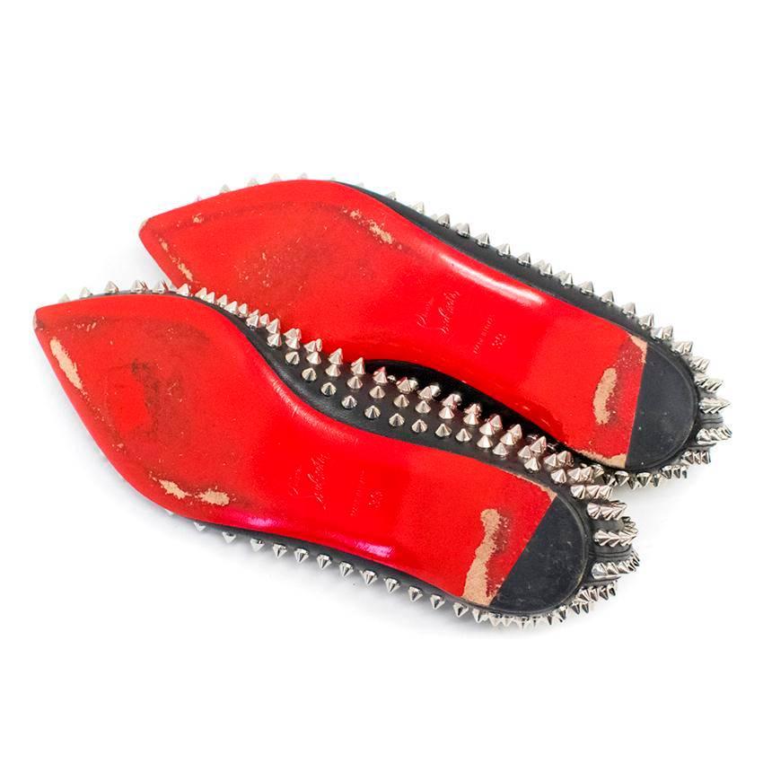 Women's Christian Louboutin Pigalle Spiked Black Ballerina Flats For Sale