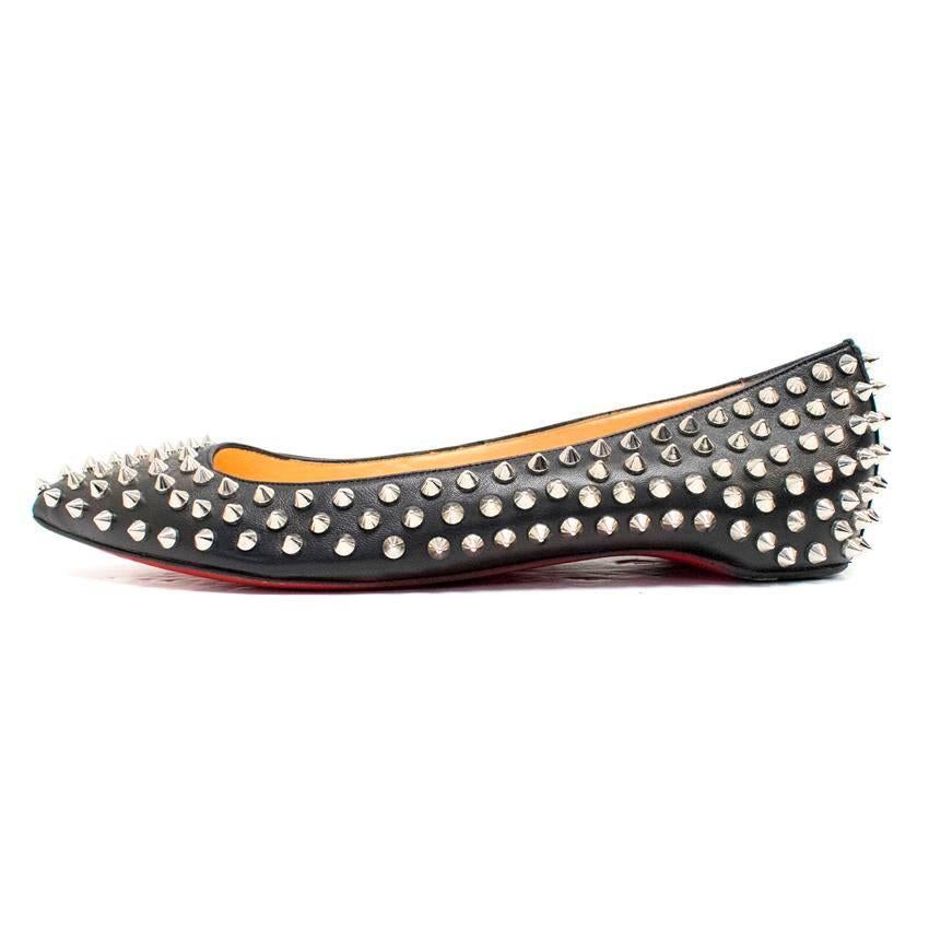 Christian Louboutin Pigalle Spiked Black Ballerina Flats In Good Condition For Sale In London, GB