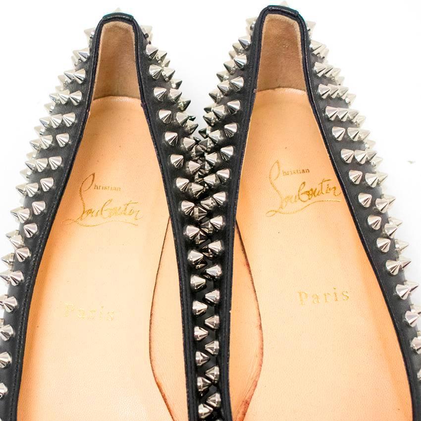 Christian Louboutin Pigalle Spiked Black Ballerina Flats For Sale 2