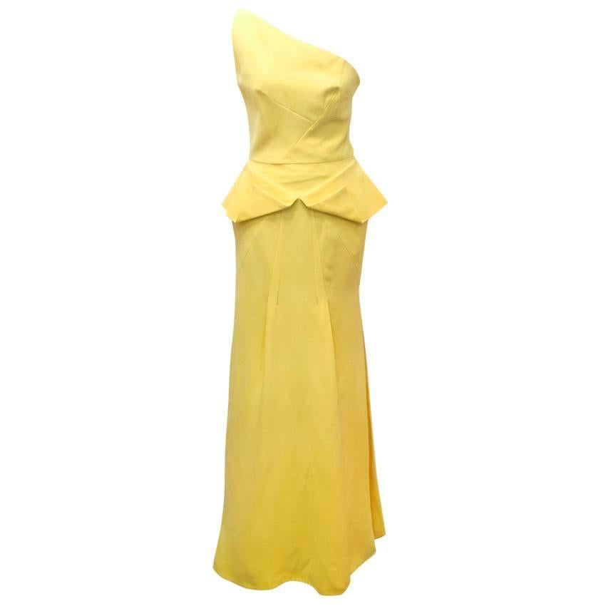Roland Mouret One Shoulder Yellow Gown For Sale
