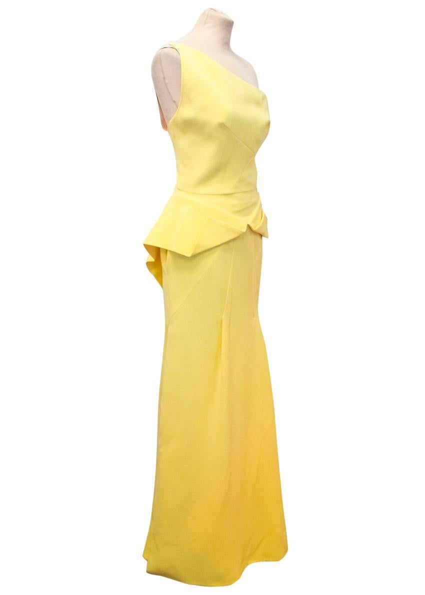 Roland Mouret One Shoulder Yellow Gown In Excellent Condition For Sale In London, GB