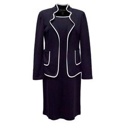 St John Navy Blue and White Edged Dress & Blazer