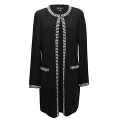St John Long Knitted Jacket with White Trimming 10
