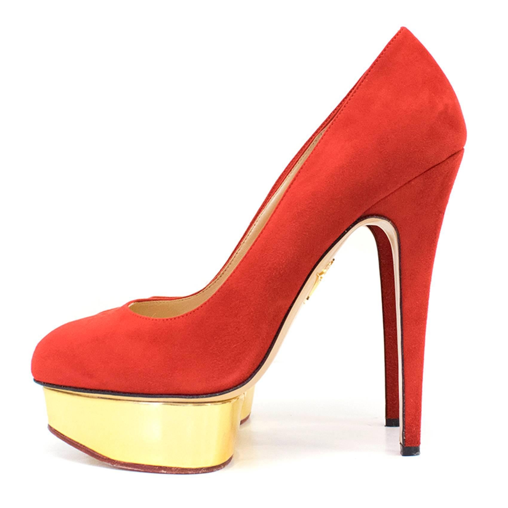 Women's Charlotte Olympia Red Suede Platform Heels For Sale