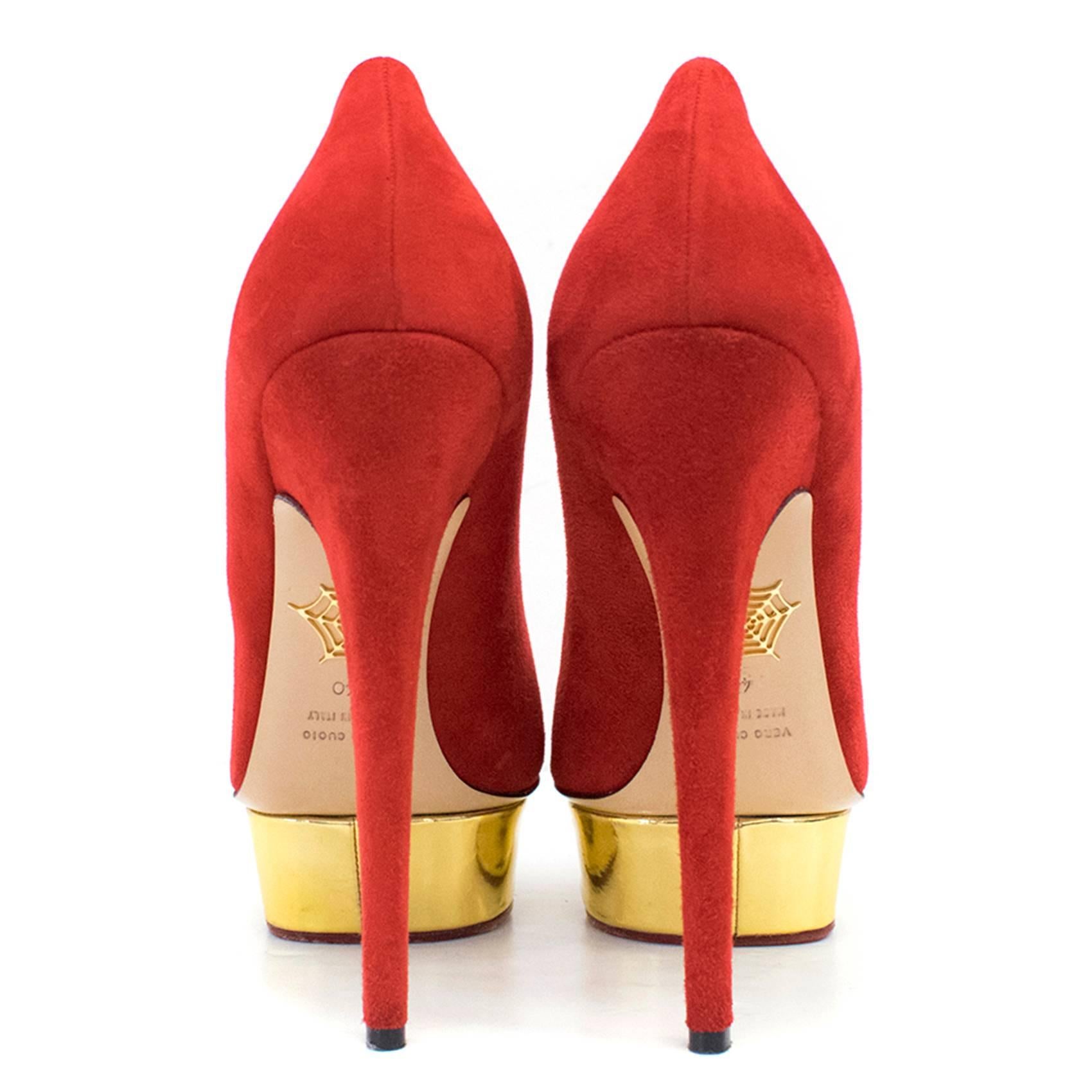 Charlotte Olympia Red Suede Platform Heels For Sale 2