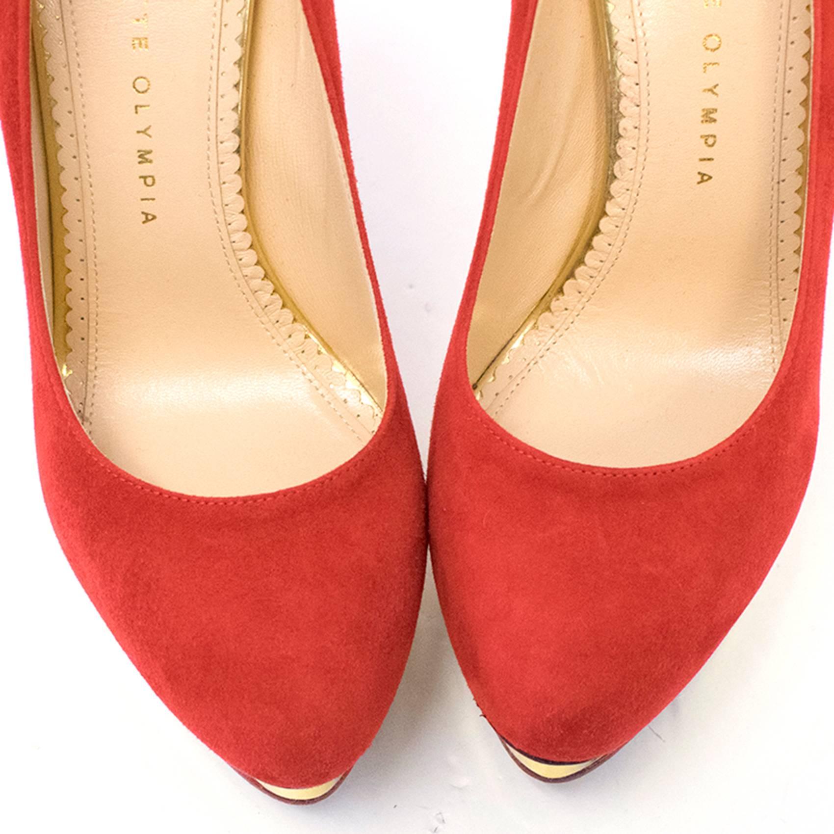 Charlotte Olympia Red Suede Platform Heels For Sale 6