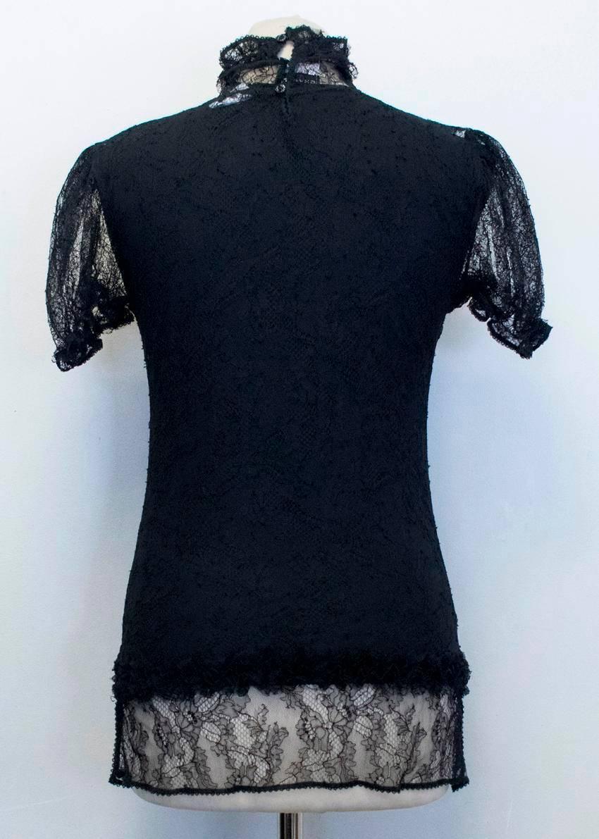 Chanel Black Sheer Lace Short Sleeves Top  For Sale 4