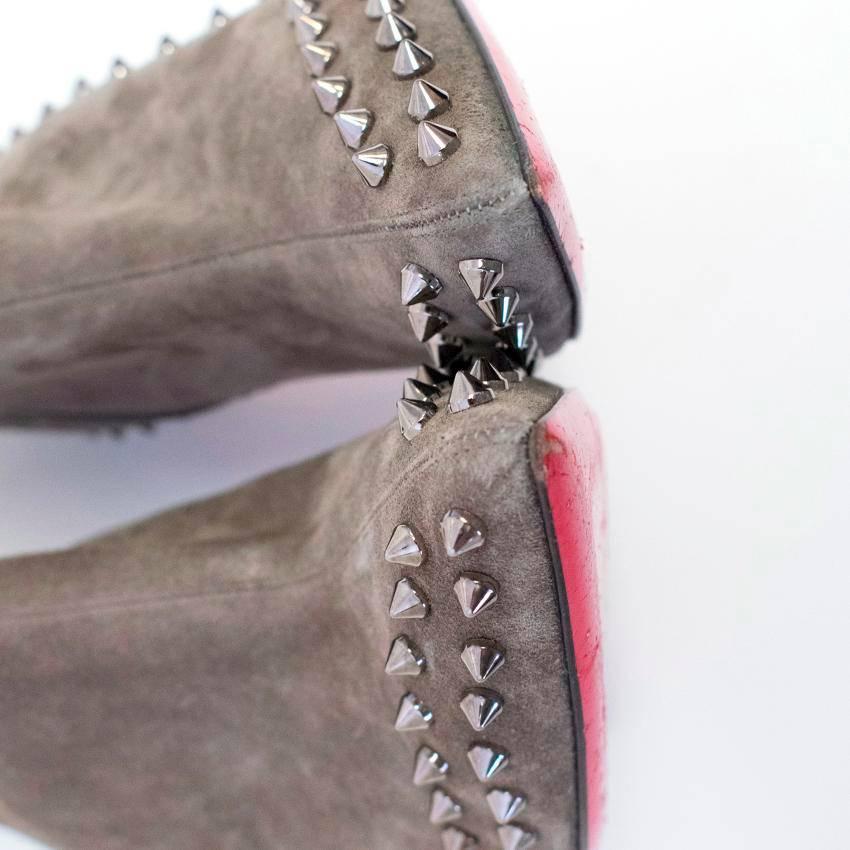 Christian Louboutin Taupe Willetta 100 Spiked Ankle Boots For Sale 1