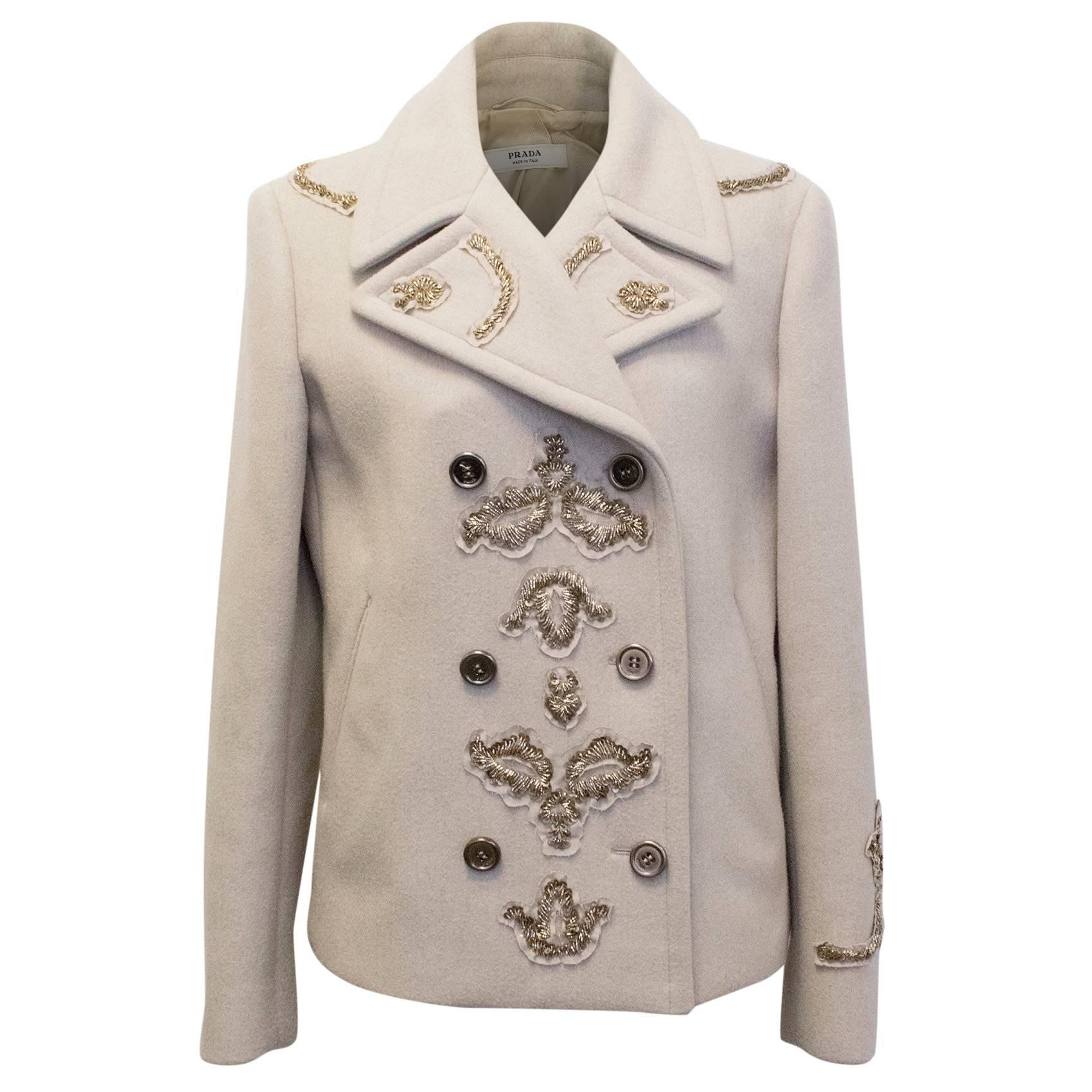 Prada Stone Sequin Coat For Sale