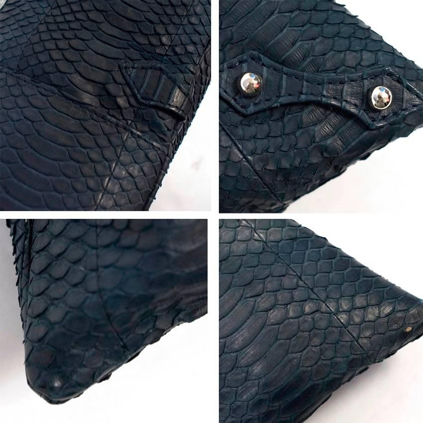 Adeline Germain Navy Python Shoulder Bag  For Sale 1