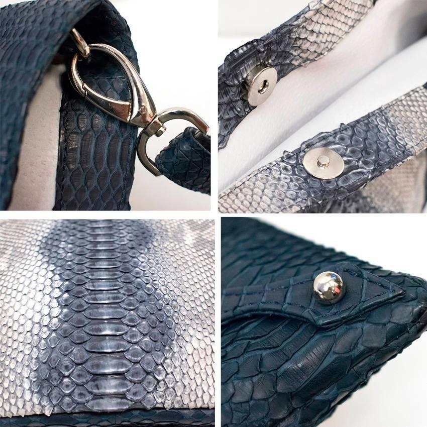Adeline Germain Navy Python Shoulder Bag  For Sale 2