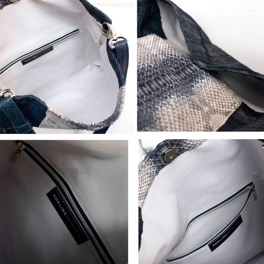 Adeline Germain Navy Python Shoulder Bag  For Sale 3