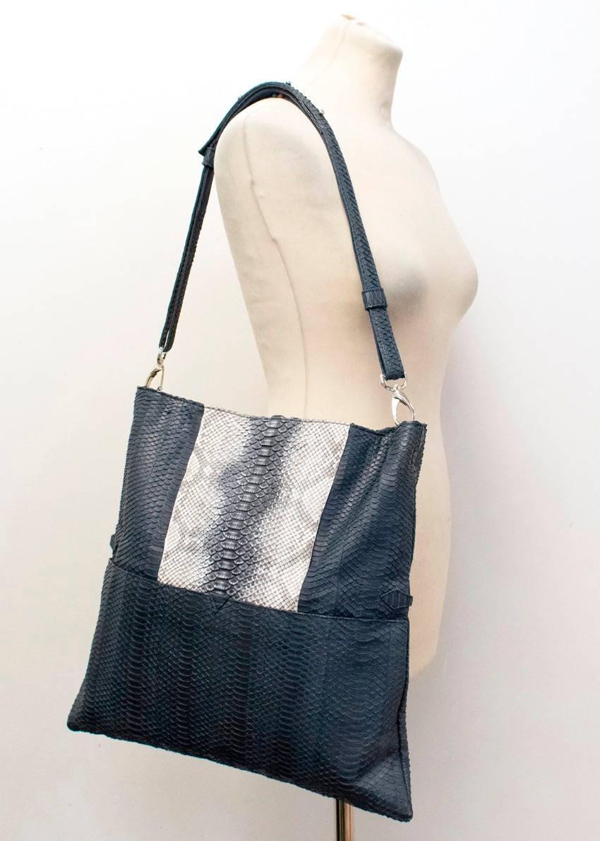 Women's Adeline Germain Navy Python Shoulder Bag  For Sale