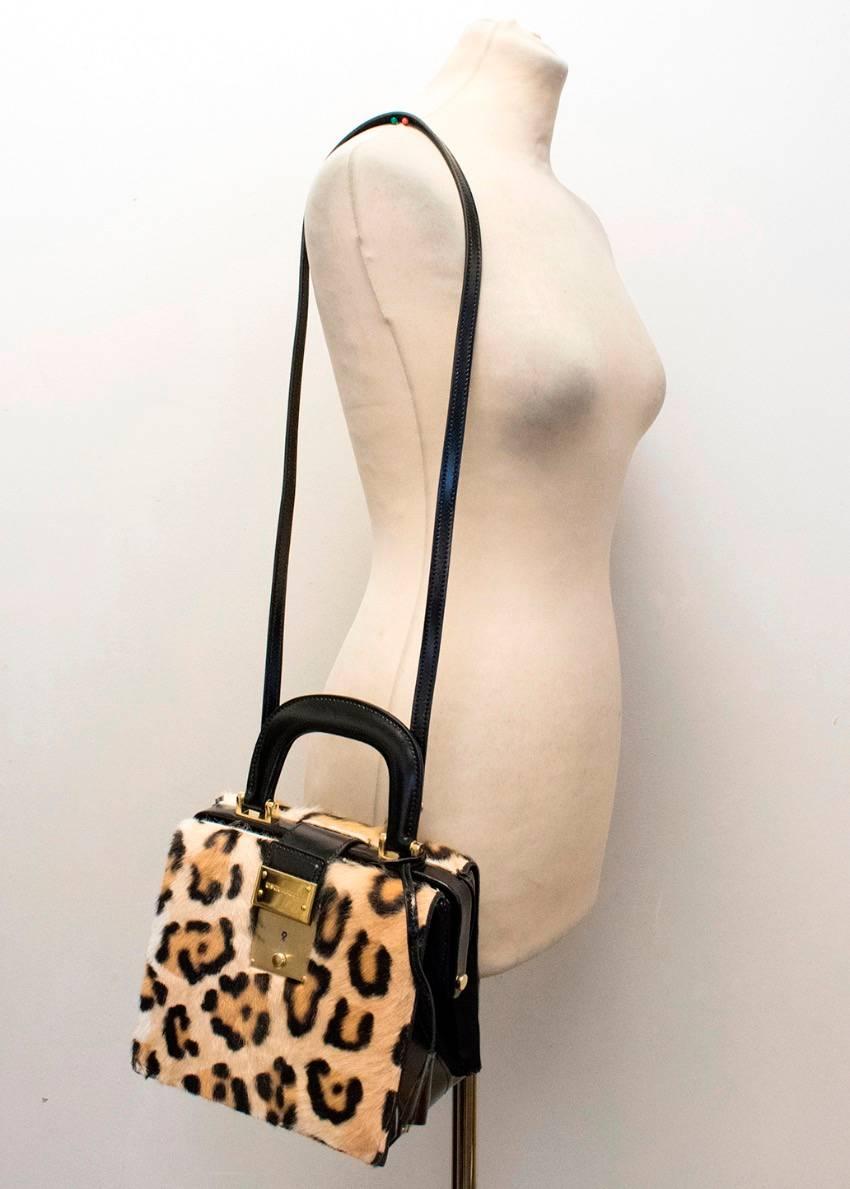 Dsquared2 Leopard Printed Calf Hair Mini Doctor Bag In Excellent Condition For Sale In London, GB