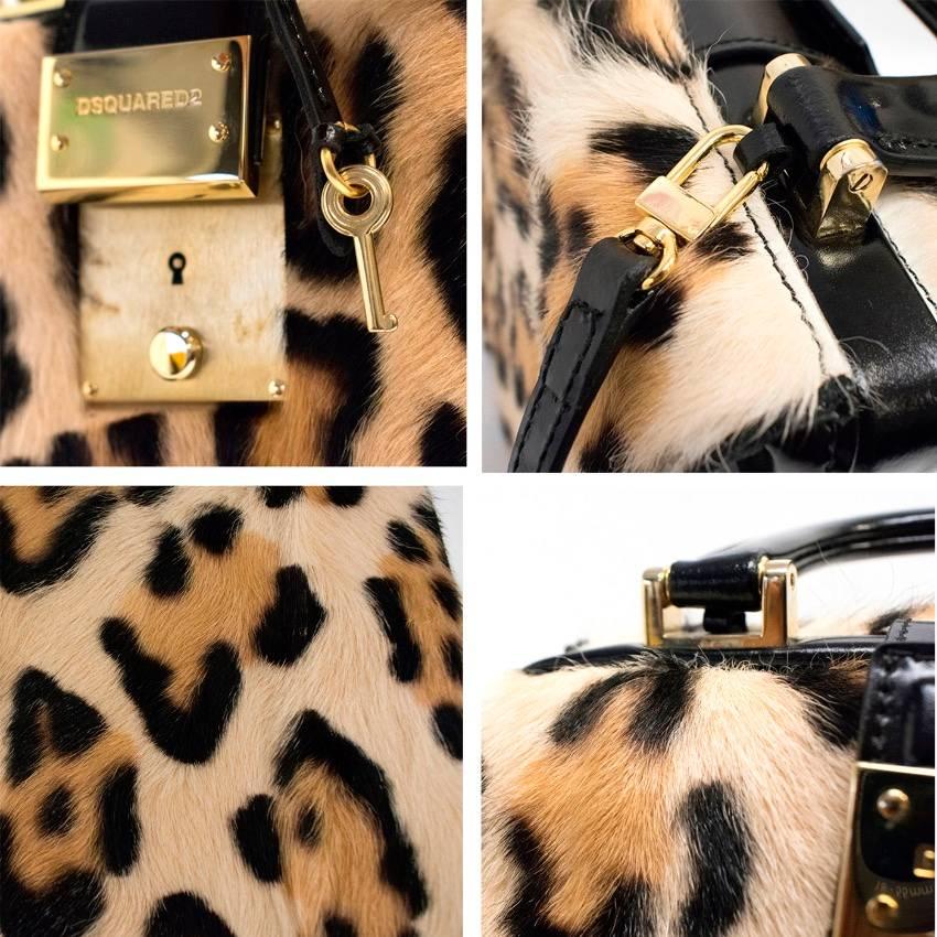 Dsquared2 Leopard Printed Calf Hair Mini Doctor Bag For Sale 3