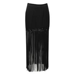 Cris Barros Black Fringe Skirt 10