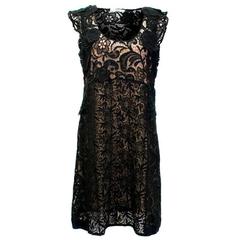 Prada Black Crotchet Dress with Capped Sleeves 5