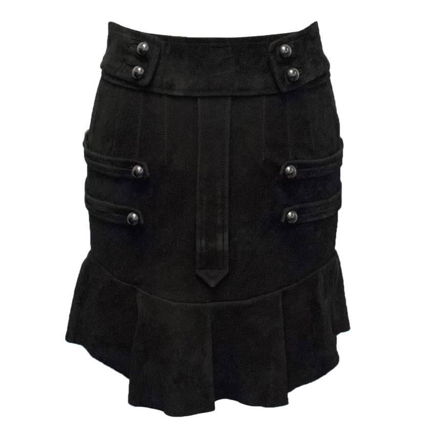 Isabel Marant Elena Ruffled Suede Black Skirt For Sale