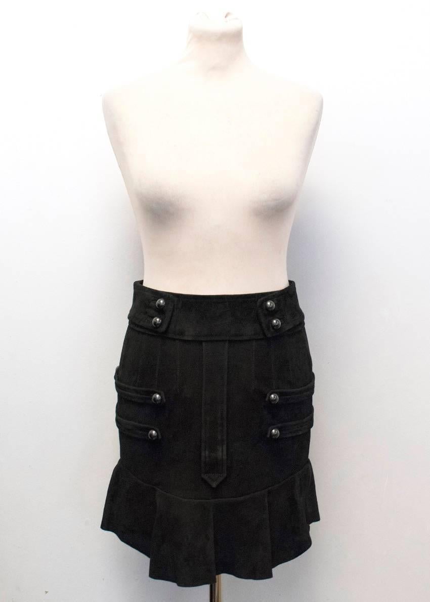 Isabel Marant Elena Ruffled Suede Black Skirt For Sale 1