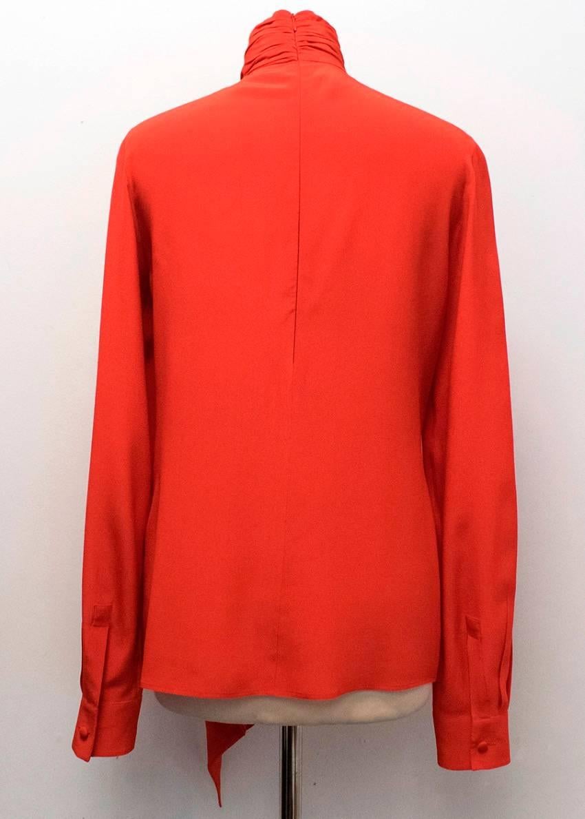 Givenchy Red Silk Blouse With Pussy Bow Tie In Excellent Condition For Sale In London, GB