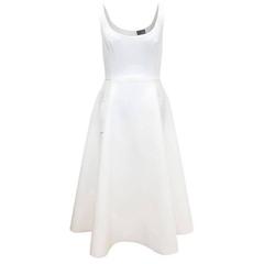  Lanvin White Neoprene Tea Length Dress 