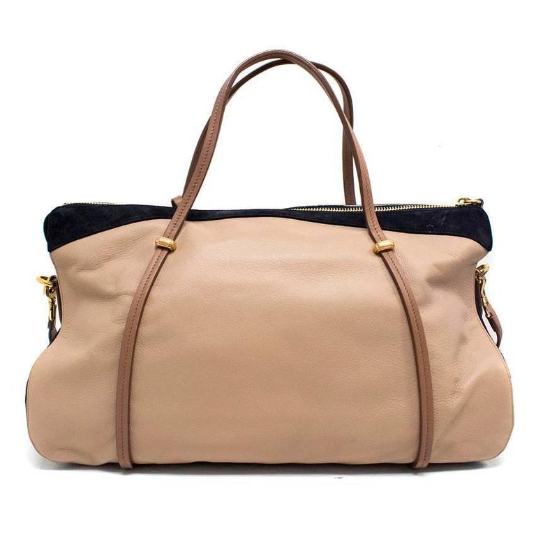 Nina Ricci Paris Beige Leather and Suede Shoulder Bag For Sale at 1stDibs