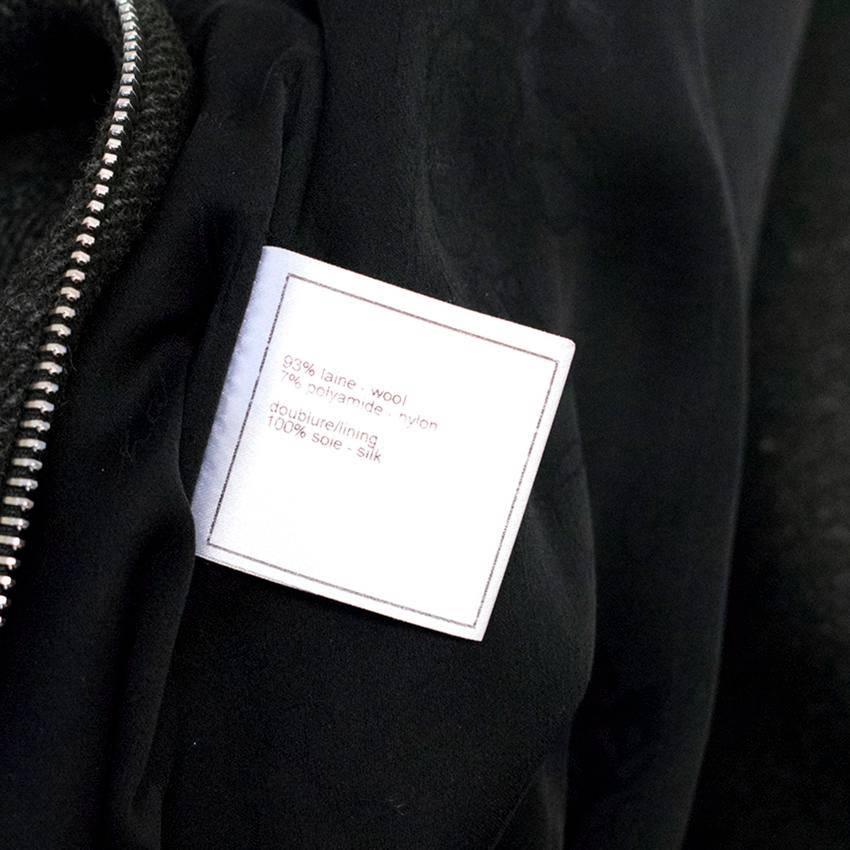 Chanel Dark Grey Longline Coat with Zip Detailing For Sale 1