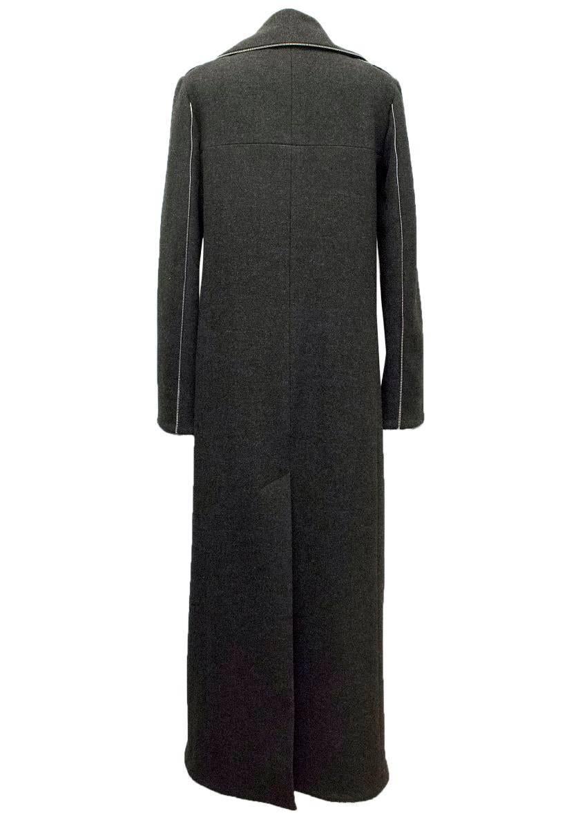 Women's Chanel Dark Grey Longline Coat with Zip Detailing For Sale