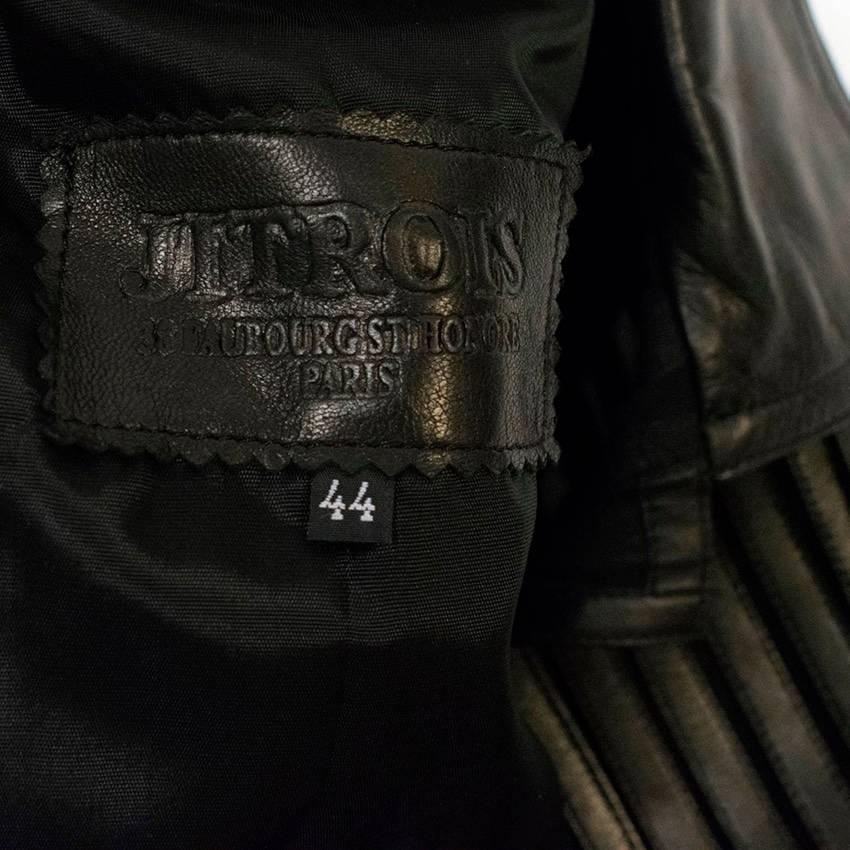  Jitrois Black Long Leather Stripe Panel Jacket  2