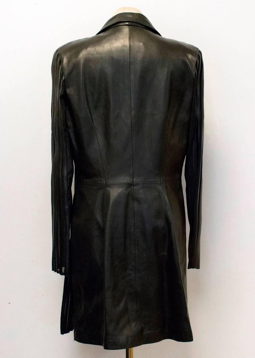  Jitrois Black Long Leather Stripe Panel Jacket  3