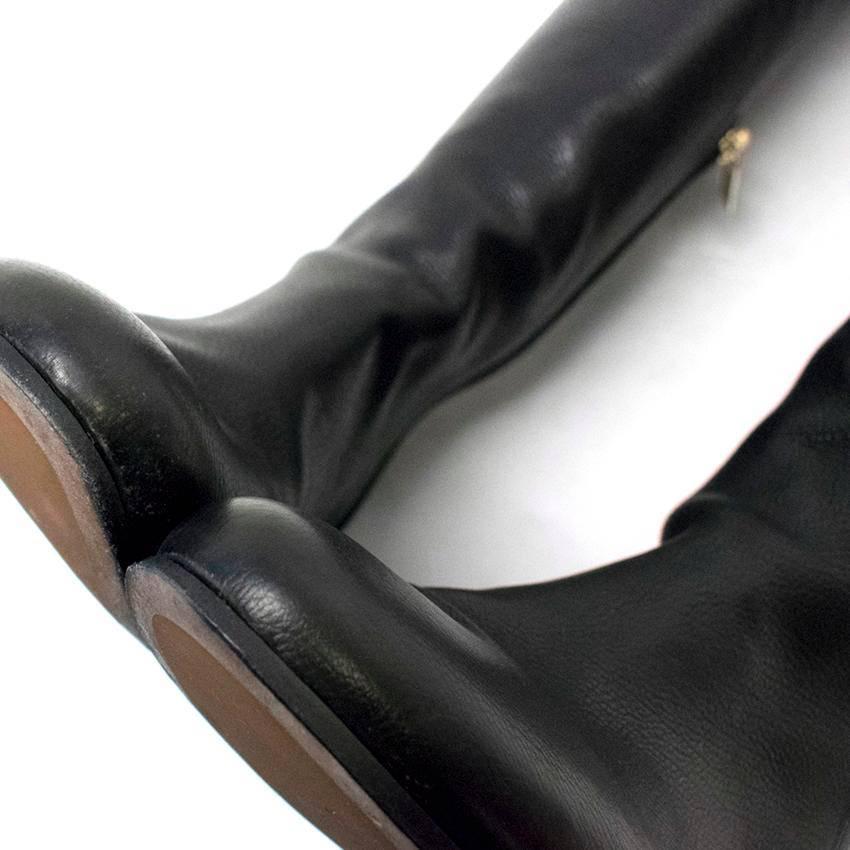 Jimmy Choo Black Leather Mitty Over The Knee Boots In Excellent Condition For Sale In London, GB