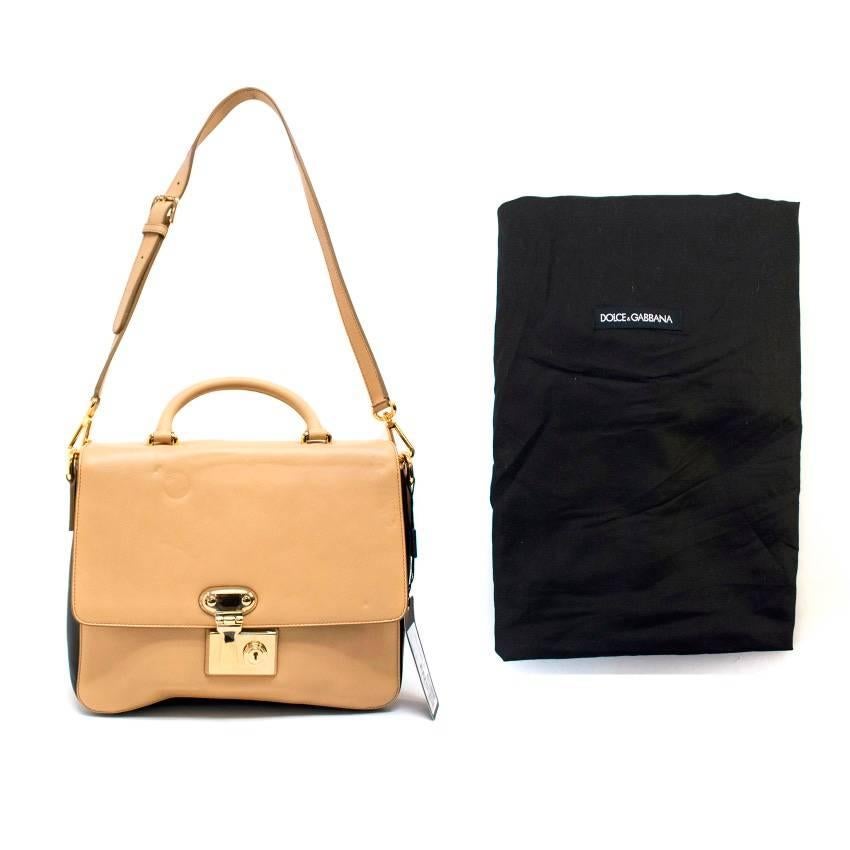 Dolce & Gabbana Beige And Black Leather Shoulder Bag For Sale 2